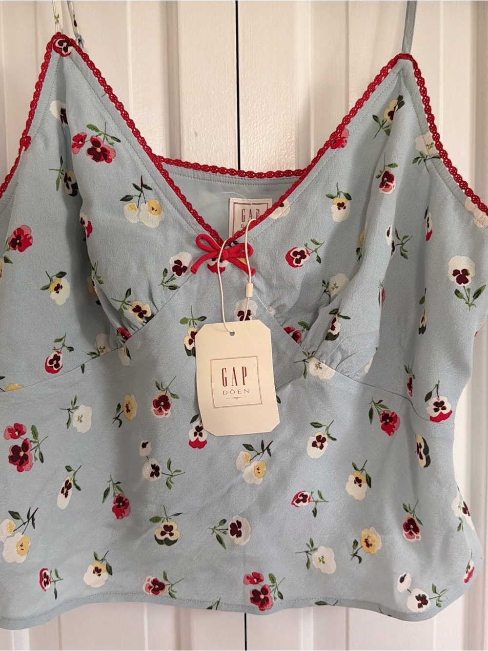 GAP x Doen Pale Blue Floral Lace-Trim Cami